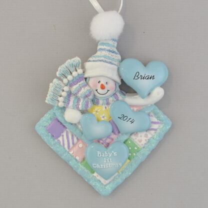 First Christmas for Baby Boy on Quilt Personalized christmas Ornament