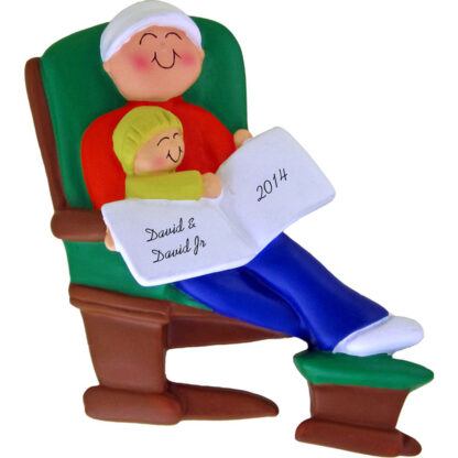 Daddy or Grandpa and Child on Glider Personalized christmas Ornament