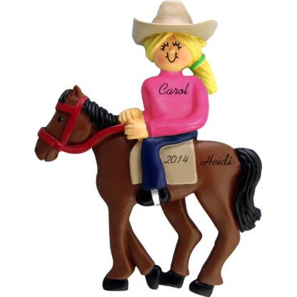 Horseback Riding: Female, Blonde Personalized christmas Ornament