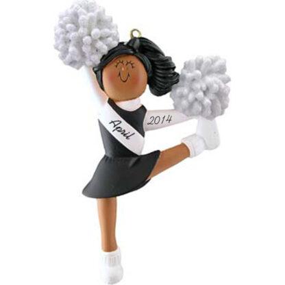 Cheerleader: Black Uniform, Personalized christmas Ornament