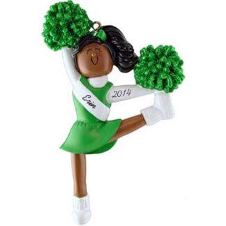 Cheerleader: Green Uniform, Personalized christmas Ornament