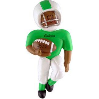 Football Player: Green Uniform, Personalized christmas Ornament
