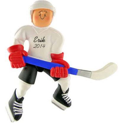 Hockey Player: Male Personalized christmas Ornament