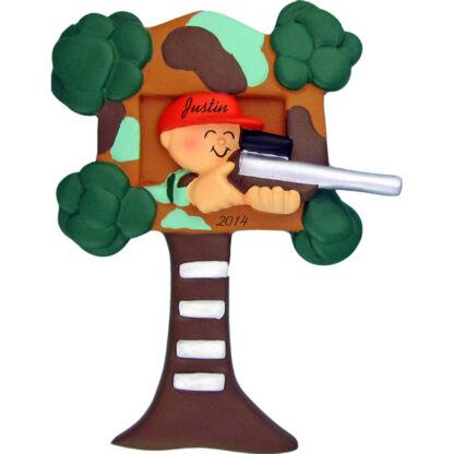 Hunter in Tree Personalized christmas Ornament