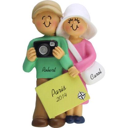 Couple on Vacation Personalized Christmas Ornament