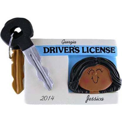 Driver's License: Ethnic Female Personalied christmas Ornament