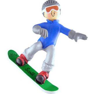 Snowboarder: Male, Personalized Christmas Ornament
