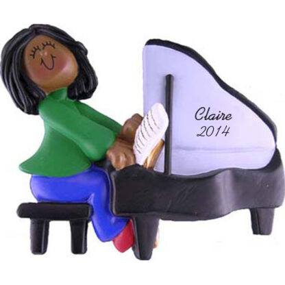 Piano Player: Ethnic Female Personalized christmas Ornament