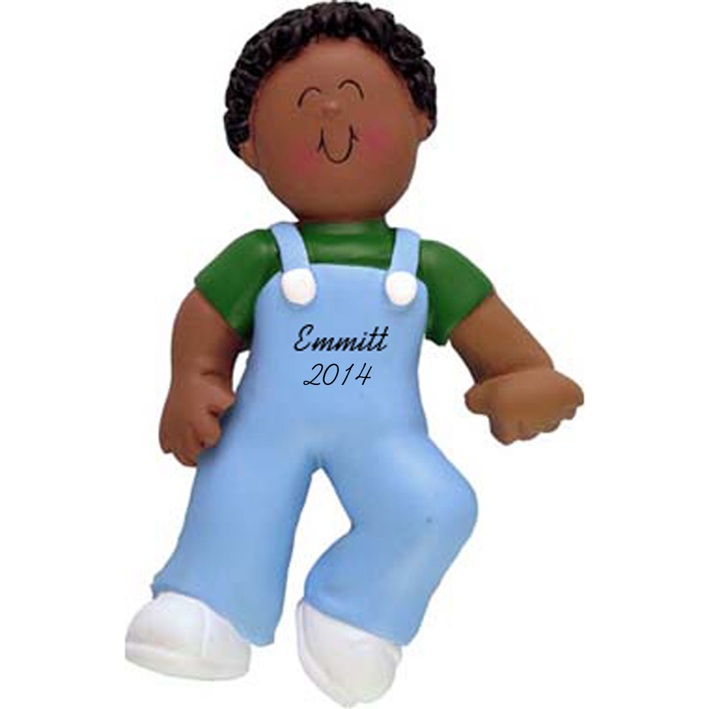 Baby's First Steps: Ethnic Boy Personalized christmas Ornament