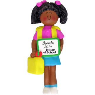 First Day of School: Ethnic Girl Personalized christmas Ornament