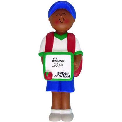 First Day of School: Ethnic Boy Personalized christmas Ornament