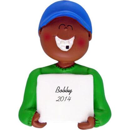 Lost A Tooth: Ethnic Boy Personalized christmas Ornament