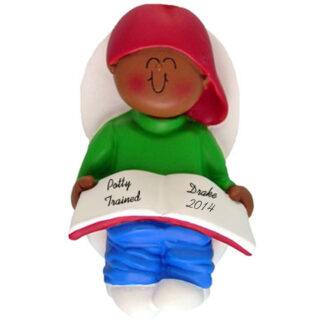 Potty Trained: Ethnic Boy Personalized christmas Ornament