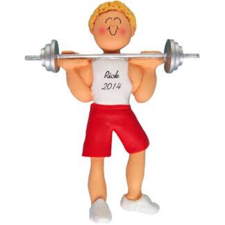 Weightlifter: Male Blonde Personalized christmas Ornament