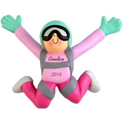 Skydiver: Female Personalized Christmas Ornament