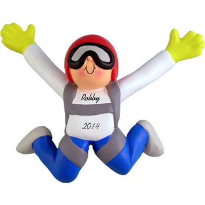 Skydiver: Male, Personalized Christmas Ornament