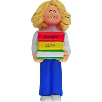 Reader: Blonde Girl Personalized christmas Ornament