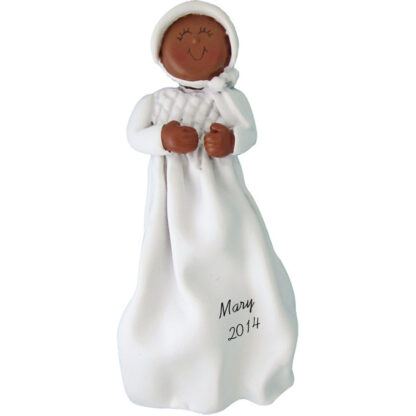 Baptism/Christening: Ethnic Girl Personalized christmas Ornament