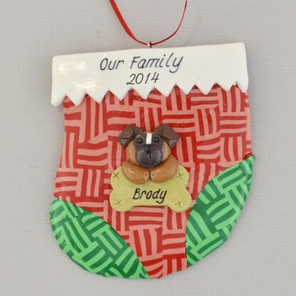 holiday stocking with one pet personalized christmas ornament