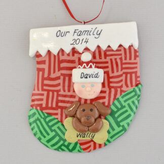 holiday stocking with one person and one pet personalized christmas ornament