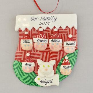 familiy of six stocking personalized christmas ornament