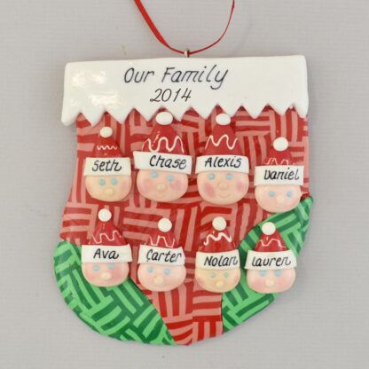 family of eight in a stocking personalized christmas ornament