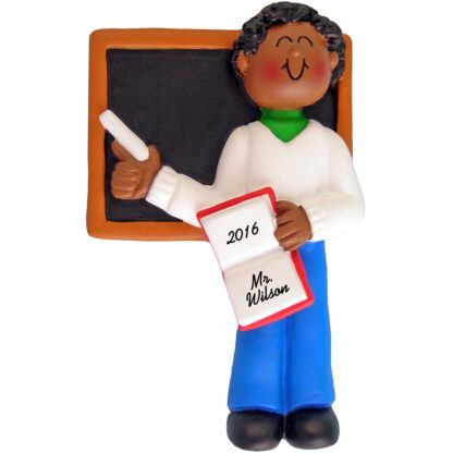 male teacher african american personalized christmas ornament
