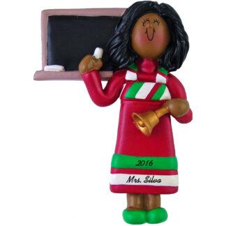 teacher african american woman personalized christmas ornament