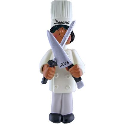 chef female african american personalized christmas ornament