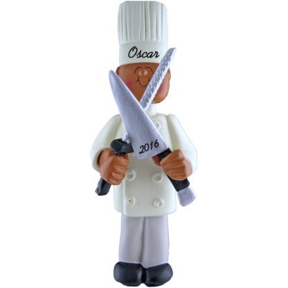 chef male african american personalized christmas ornament