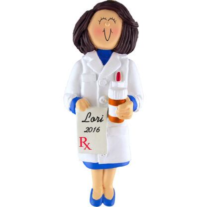 pharmacist female personalized christmas ornament