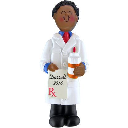 pharmacists male african american personalized christmas ornament