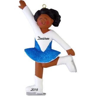 ice skater girl african american personalized christmas ornament