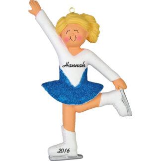 ice skater girl blonde personalized christmas ornament