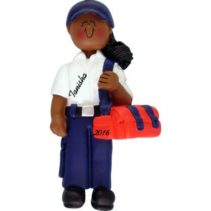 EMT female african american personalized christmas ornament