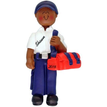 EMT male african american personalized christmas ornament