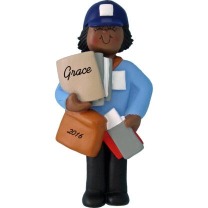 woman letter carrier african american personalized christmas ornament