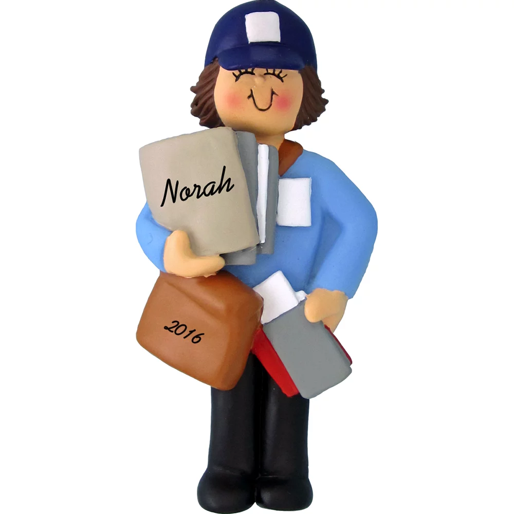 woman mail carrier personalized christmas ornament