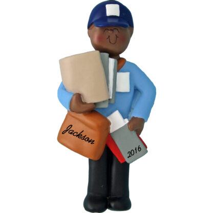 mailman african american personalized christmas ornament