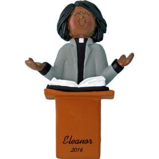minister female african american personalized christmas ornament