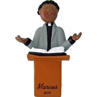 minister male african american personalized christmas ornament