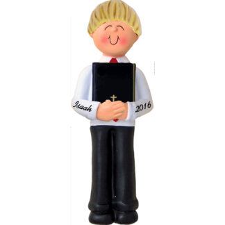 first holy communion boy blonde personalized christmas ornament