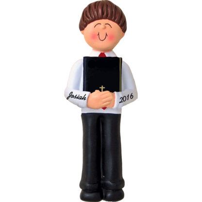 first holy communion male blonde personalized christmas ornament