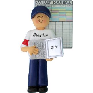 fantasy football male personalized christmas ornament