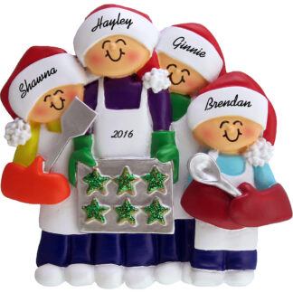 baking cookies personalized christmas ornament 4 people