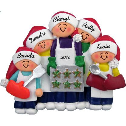 baking cookies personalized christmas ornament five people