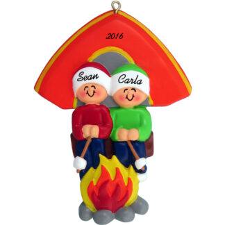 couple camping personalized christmas ornament