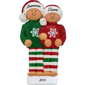 pajamas family of 2 personalized christmas ornament