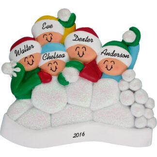 snowball fight for 5 people personalized christmas ornament