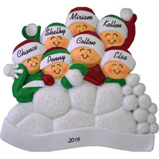 snowball fight for 7 people personalized christmas ornament